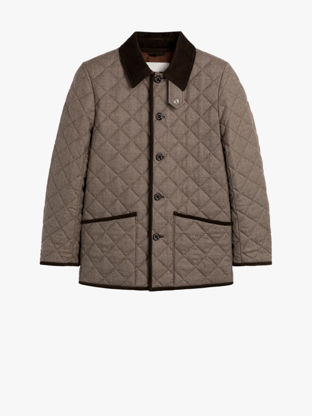 WAVERLY Brown Houndstooth Wool Quilted Jacket
