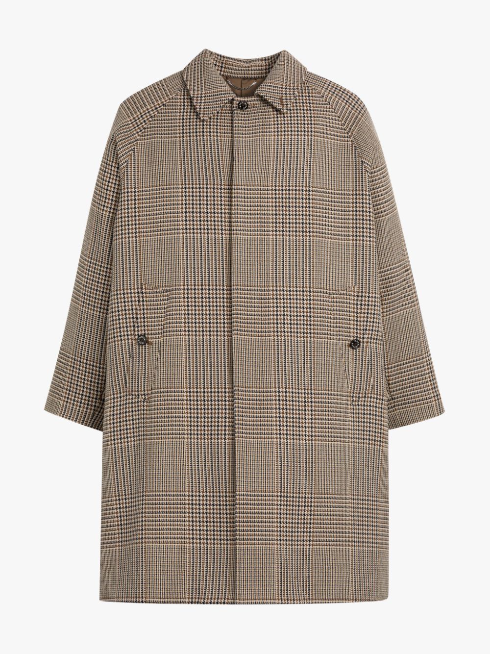 BELFORD Brown Glen Check Wool Balmacaan Coat
