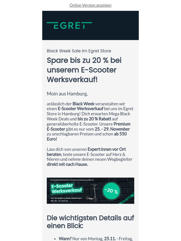 Der Black Week Sale im Egret Store!