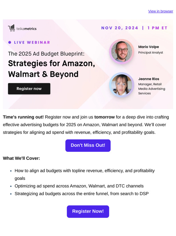 Last Chance: 2025 Ad Budget Deep Dive is Tomorrow!
