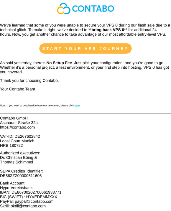 VPS 0 Order Issue Resolved