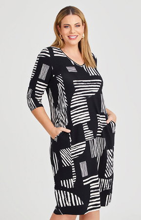 Natural Evie 3/4 Sleeve Dress