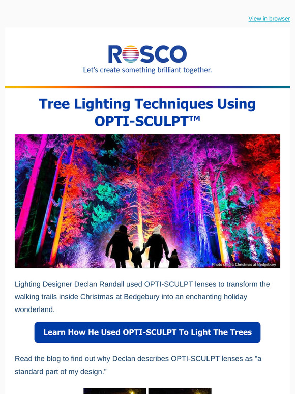 See how Rosco OPTI-SCULPT lenses provided precise beam sculpting for lighting trees and walking paths.