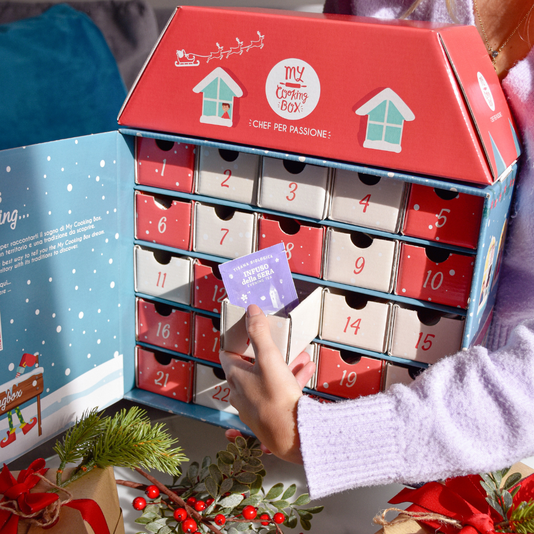 Calendario dell'Avvento con 24 tisane e biscotti artigianali