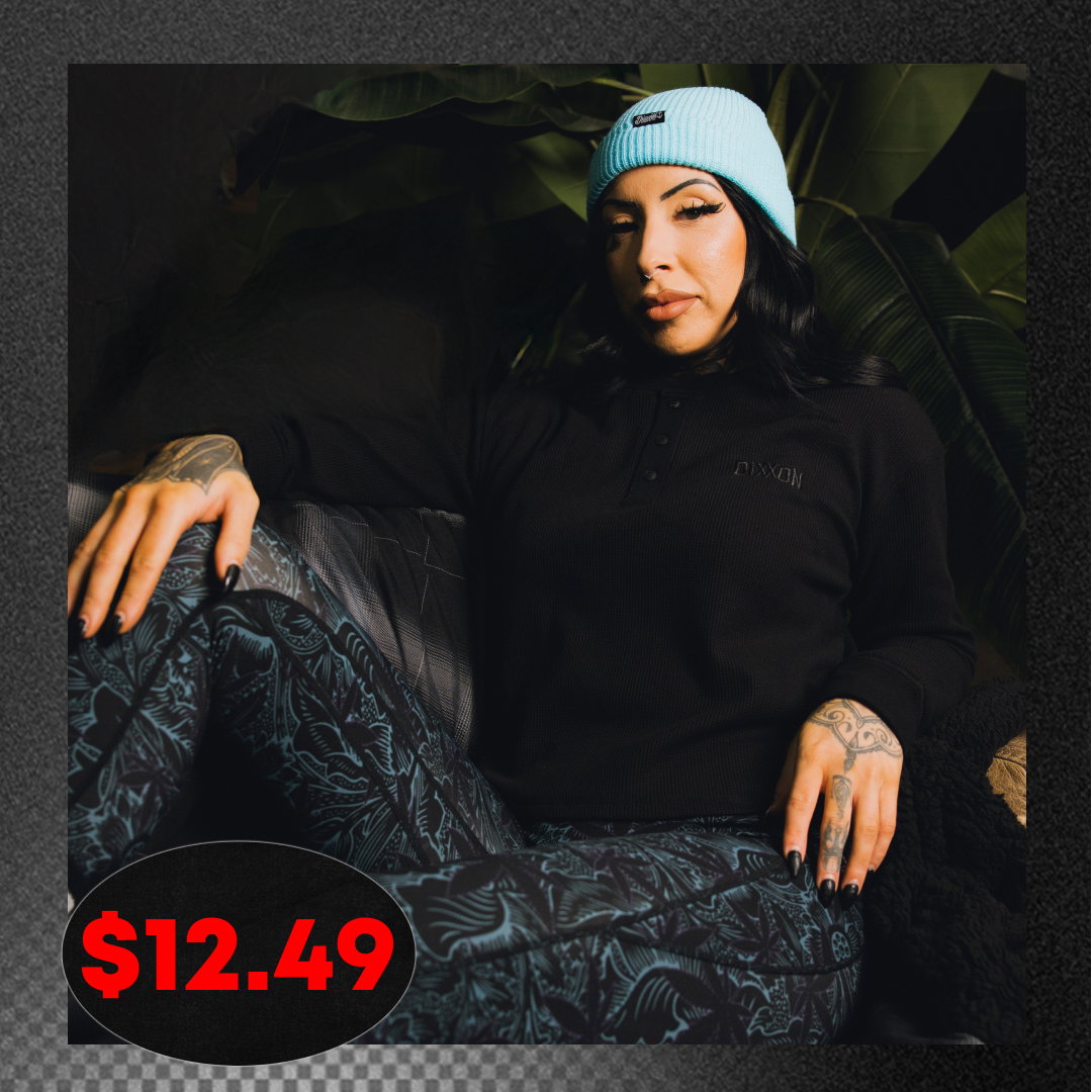 Women's Waffle Knit Crop Long-Sleeve - Black