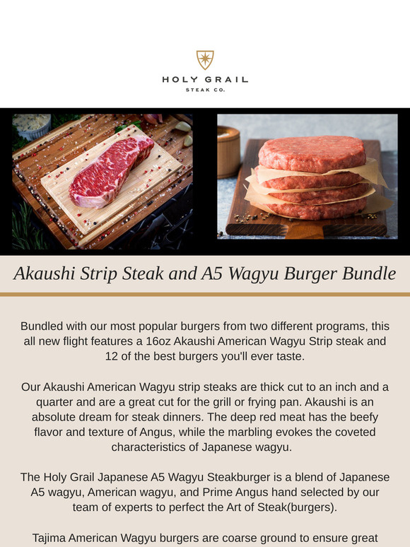 All new Akaushi Strip Steak and A5 Wagyu Burger Bundle $199 DELIVERED!