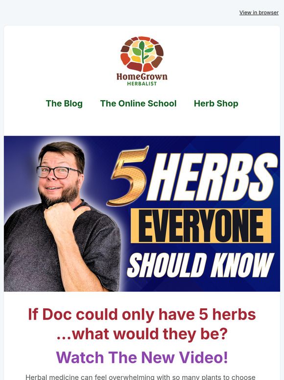 Top 5 Herbs to learn NOW 🖐️... New Video From DOC!
