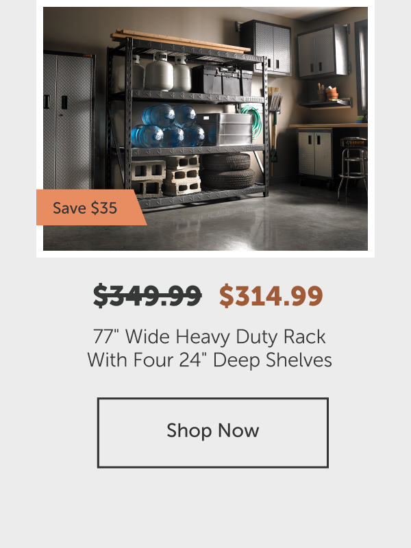 77" Wide Heavy Duty Rack With Four 24" Deep Shelves