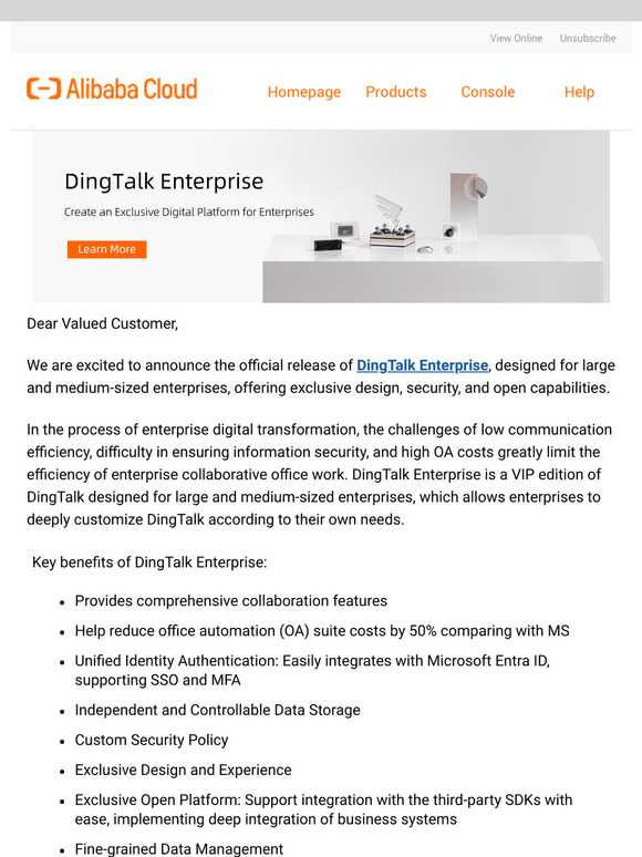 【Apply Now】Official Release of DingTalk Enterprise on Ablibabacloud.com!