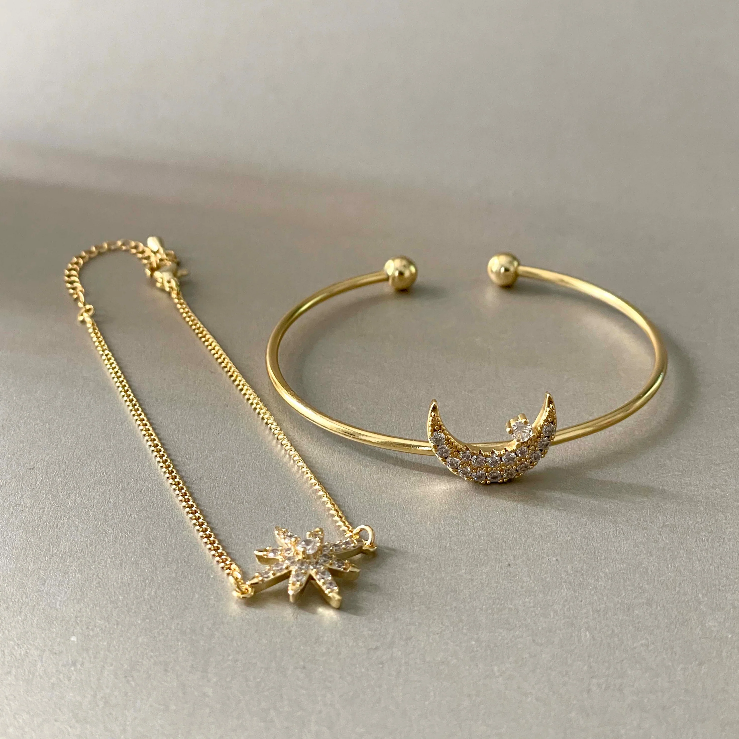 Image of Laila Luxe 18k Gold Plated Celestial Bracelet Set