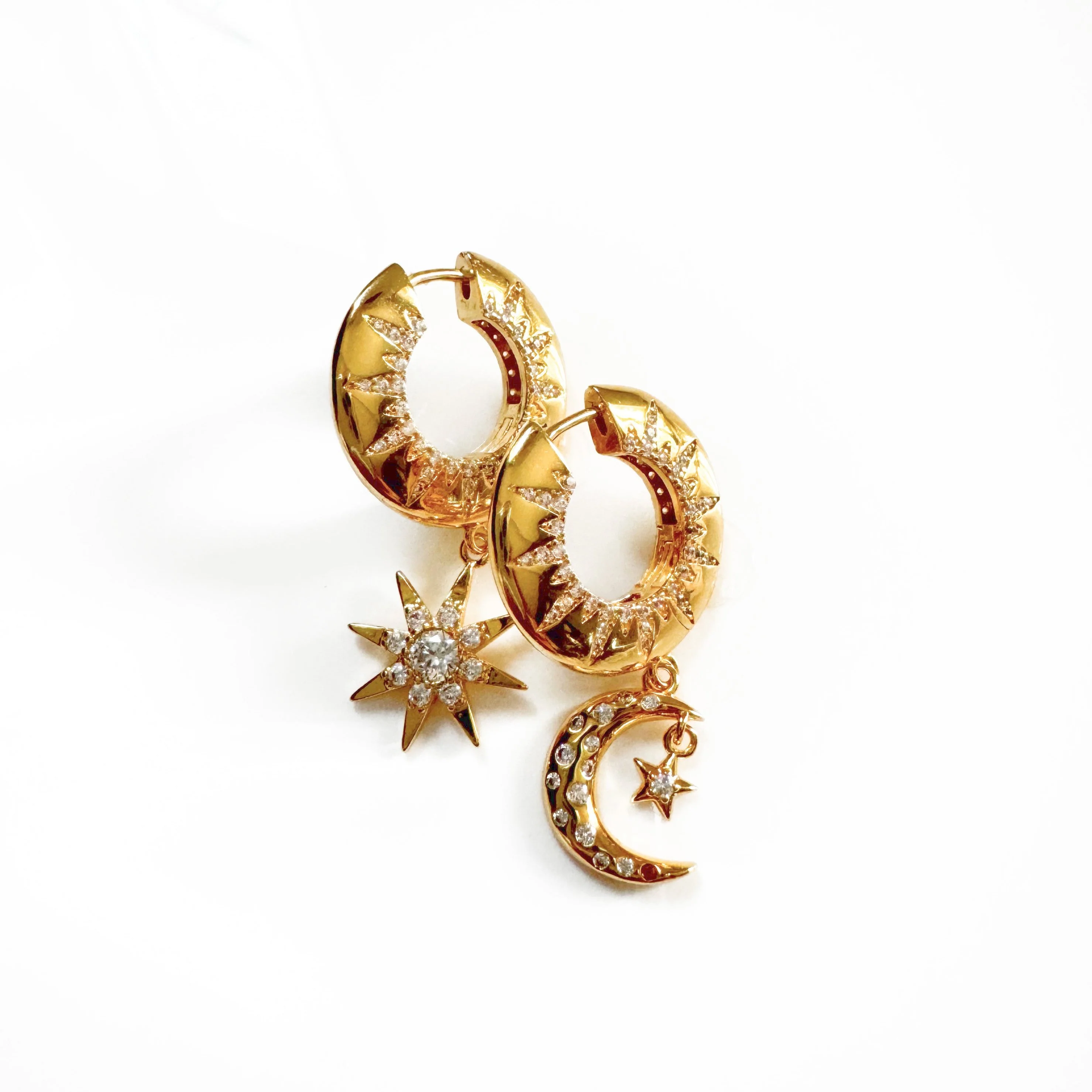 Image of Aurora Luxe 18k Gold Plated Moon and Star Earrings