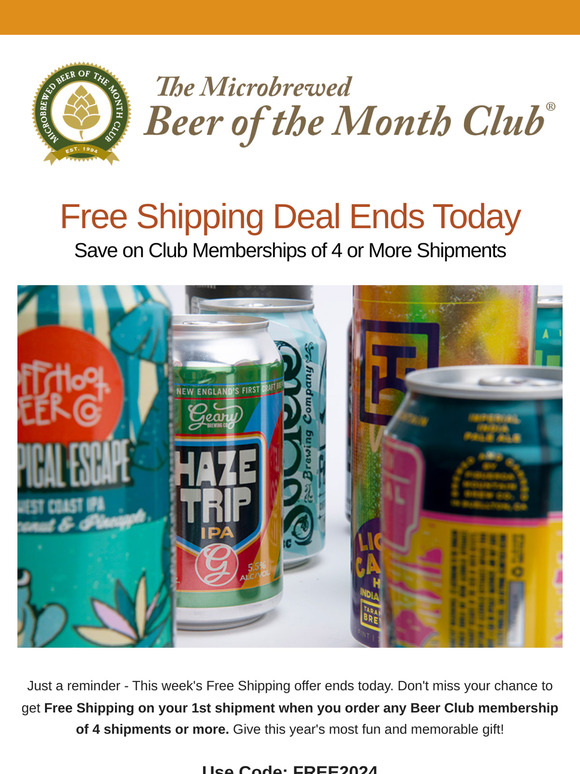 🍺 Free Shipping Deal: Ends Today