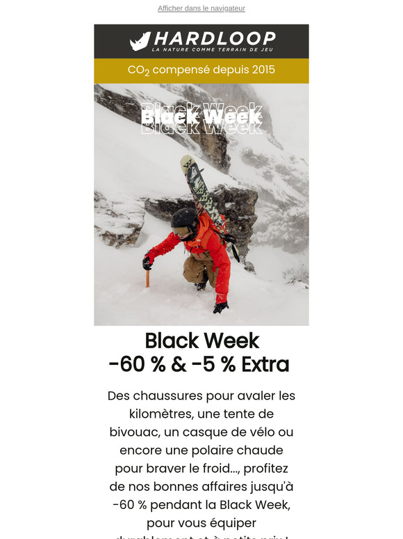 ✨ Black Week | -60 % & -5 % EXTRA sur les rayons Rando, Trail, Bivouac, Alpinisme.. ⛰️ 😍