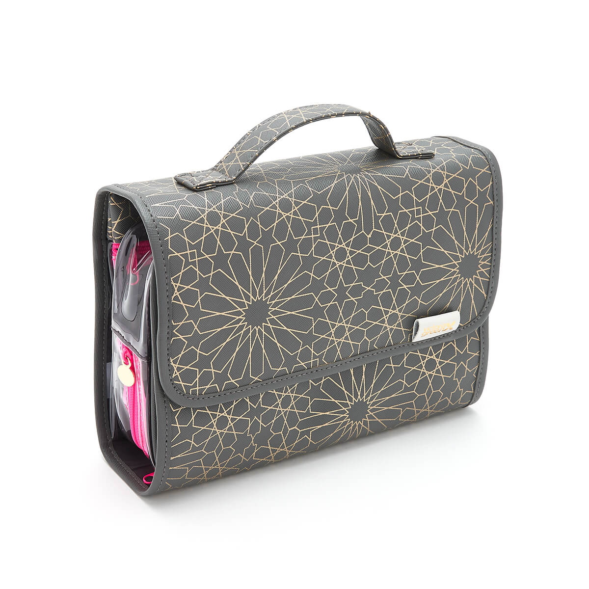 Image of 'Emma' 3 in 1 Hanging Wash Bag in Mandala Charcoal