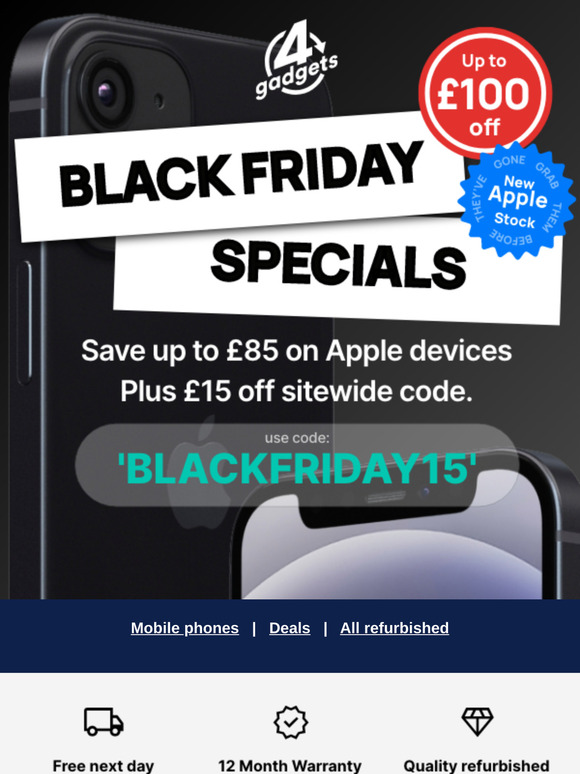 Big Black Friday Sale - Up To £100 OFF Apple phones + £15 OFF Sitewide