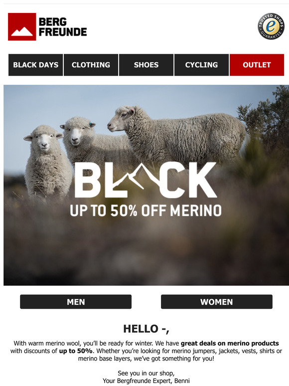 🏴🐑 Up to 50% off MERINO & WOOL | Black Outdoor Days