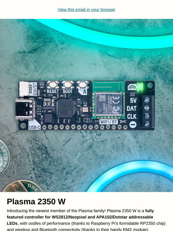Pimoroni: New! Plasma 2350 W - deluxe addressable LED controller 🌈 | Milled
