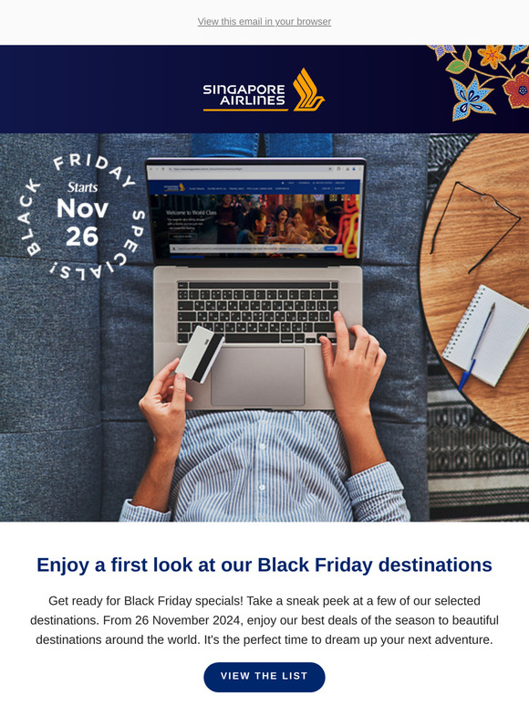 Singapore Airlines Black Friday Is Coming Soon Take a Sneak Peek Milled