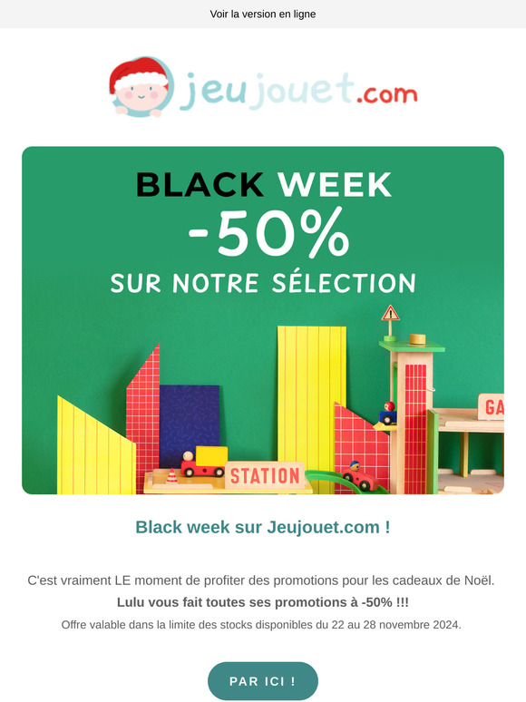 BLACKWEEK : Jouets de Noël de qualité à -50% !