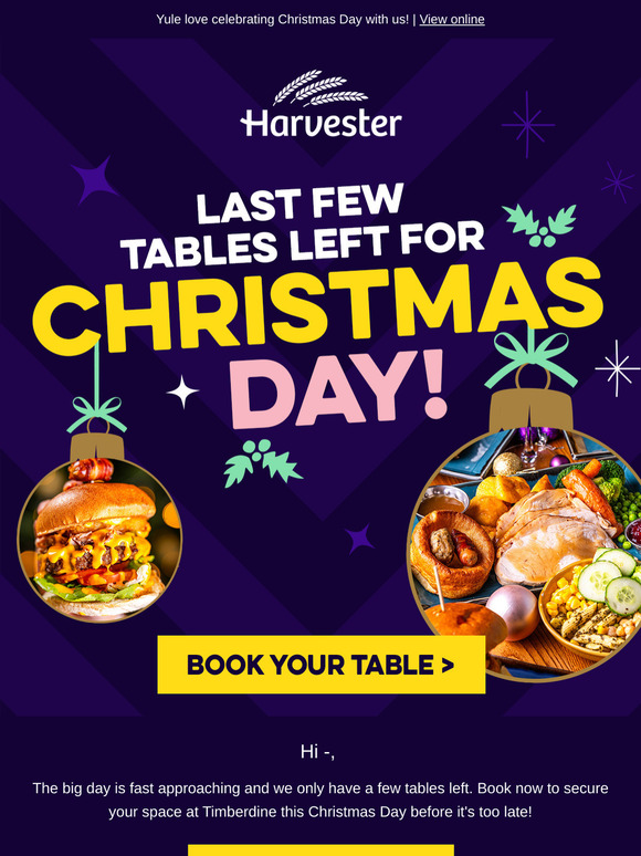 Last chance to book - only a few remaining tables for Christmas Day🎄