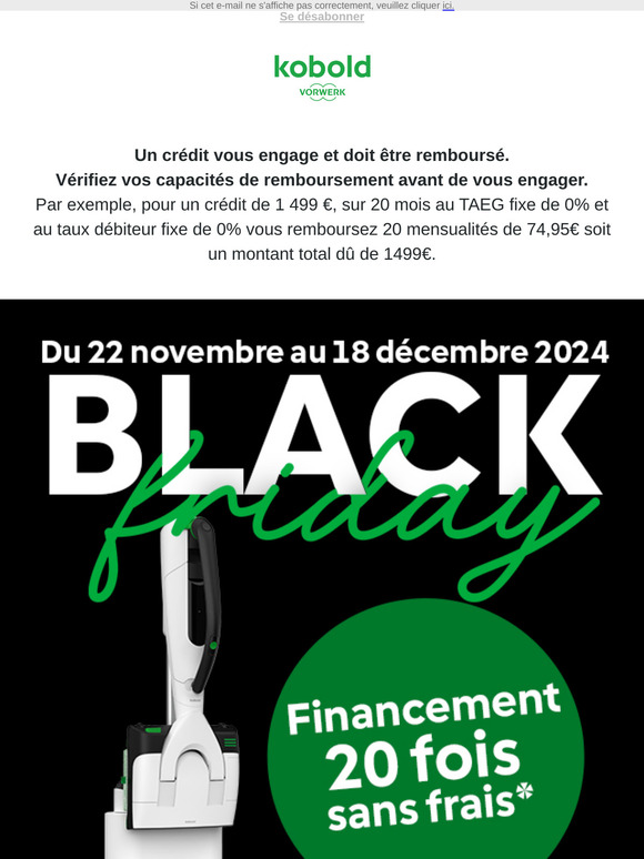 Equipez-vous du Kobold en financement sans frais !