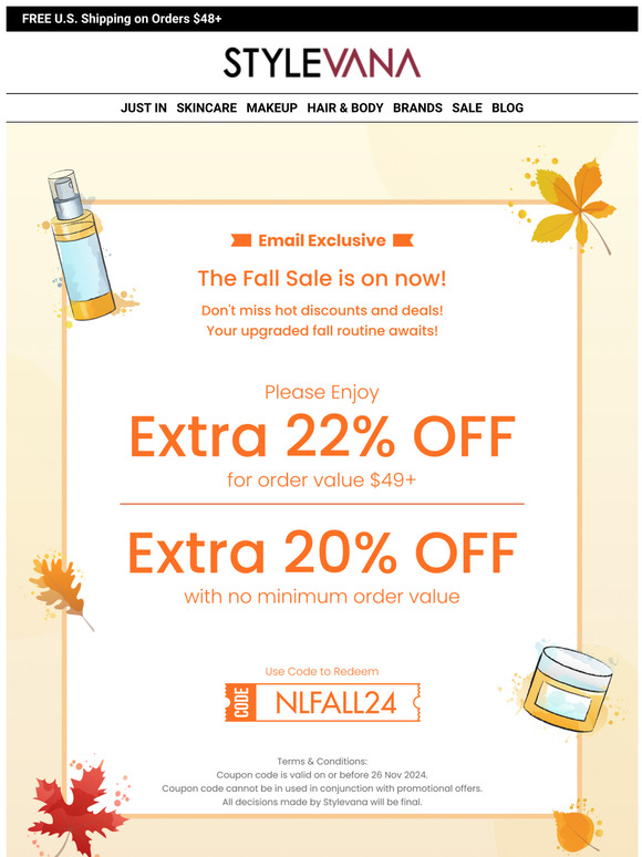 3 Days Left! Fall in Love with Our Autumn Sale: Up to 22% Off!