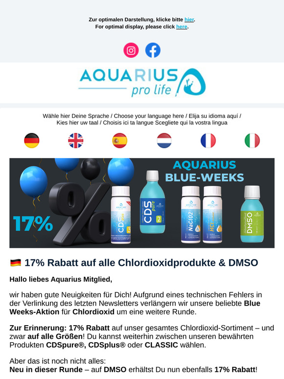 💙 17% Blue-Week-SALE || Chlordioxid Verlängerung & DMSO | Chlorine dioxide extension & DMSO