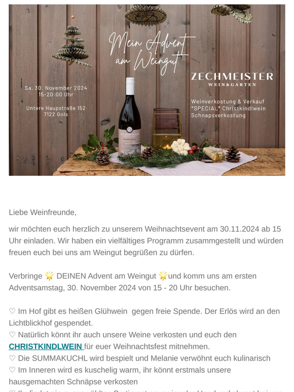 Mein Advent am Weingut - herzliche Einladung