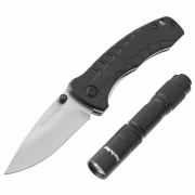 Bass Pro Shops Outdoor Essentials Flashlight and Folding Knife Combo - Black