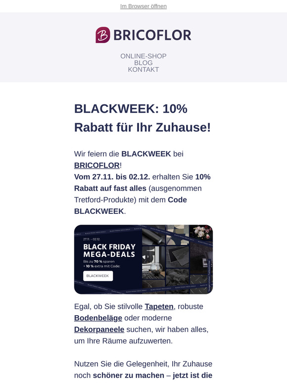 BLACK FRIDAY: 10% Rabatt auf (fast) alles!