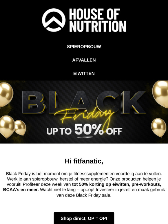 💪 Black Friday Gains: tot 50% Korting op jouw favoriete supplements! 🏋️‍♂️ 🖤