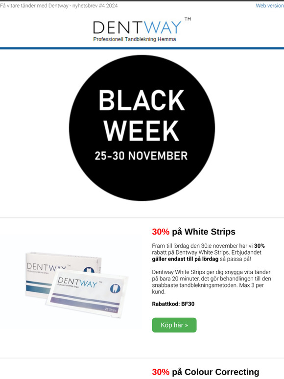 🤩BLACK WEEK med kampanjer på tandblekning: 25-30 november