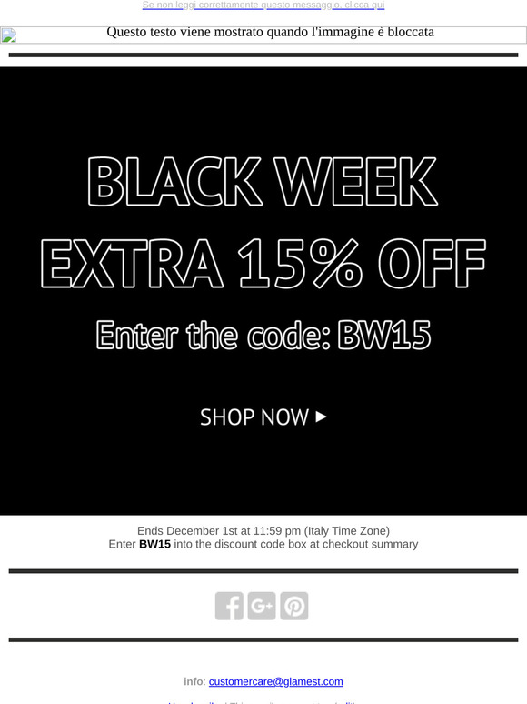 Black Week: EXTRA 15% off everything