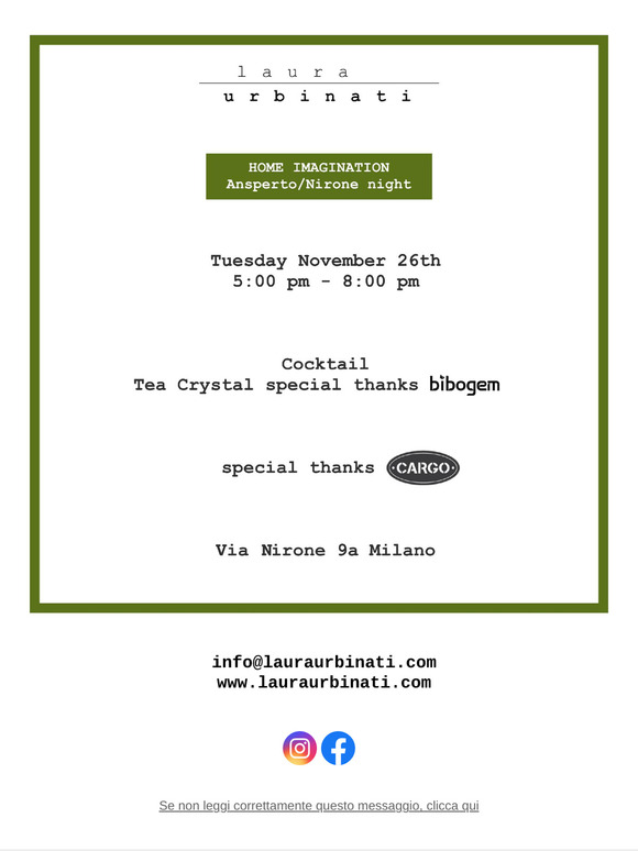 LAURA URBINATI - INVITO HOME IMAGINATION - NOVEMBER 26TH