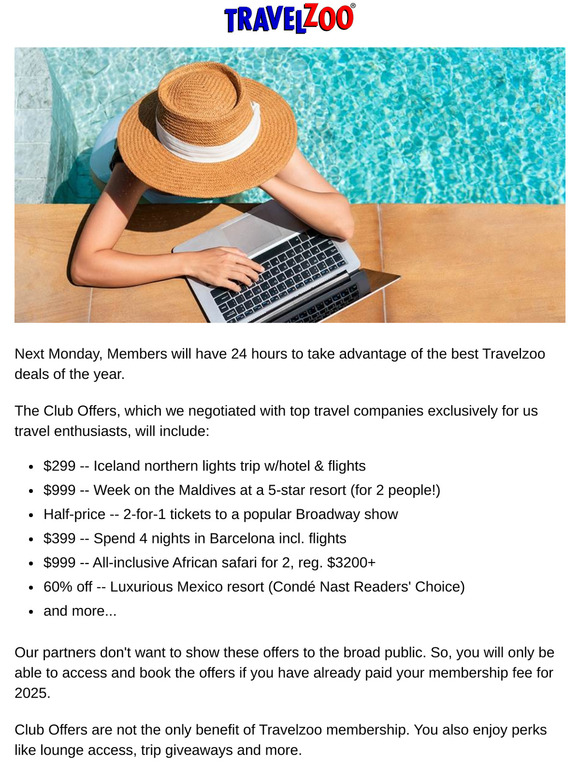 Travelzoo Cyber Monday preview Members only Milled