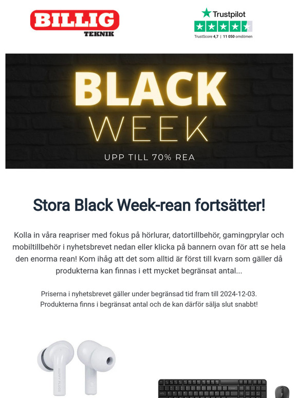 Hörlurar, gaming och tillbehör till otroliga reapriser i vår Black Week-rea!