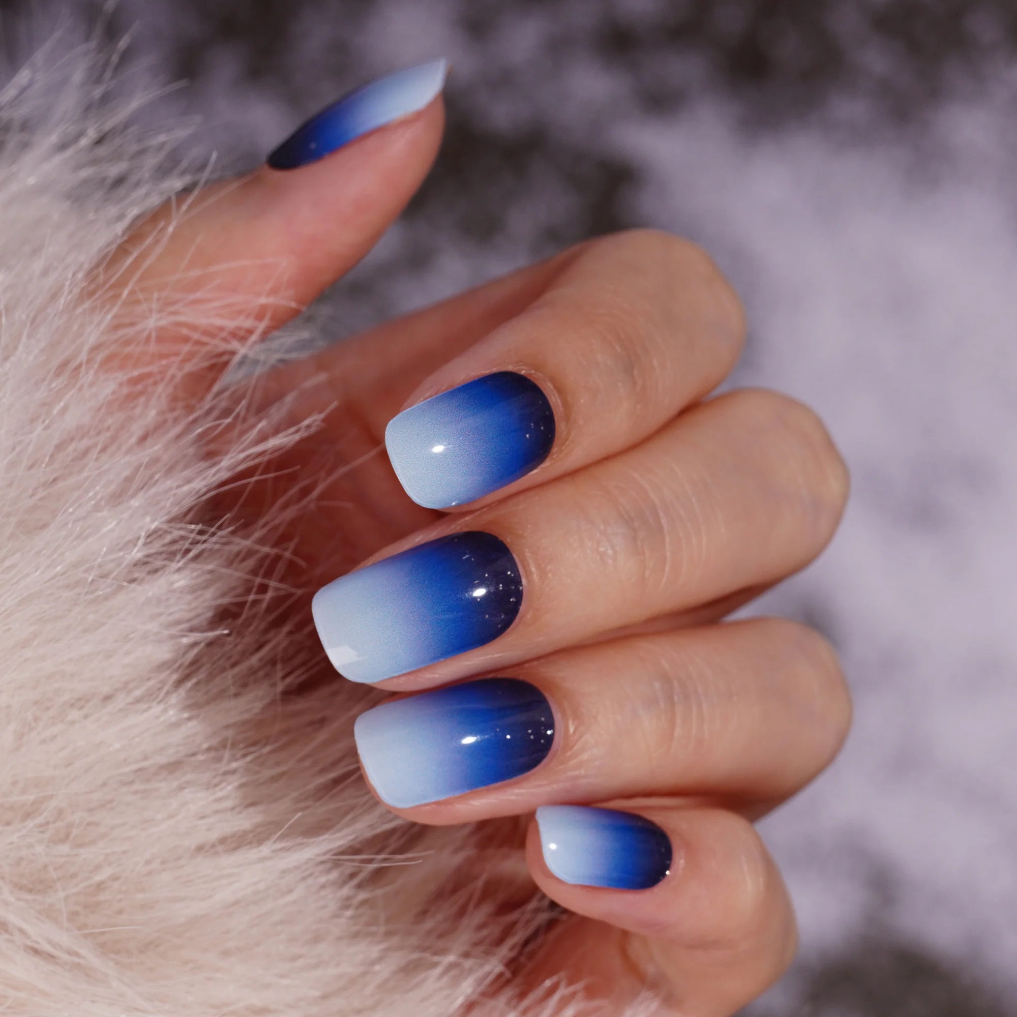 Mystic Blue Ombre Semi Cured Gel Nail Strips with Starry Night Detail | Indigo Nights - 2637