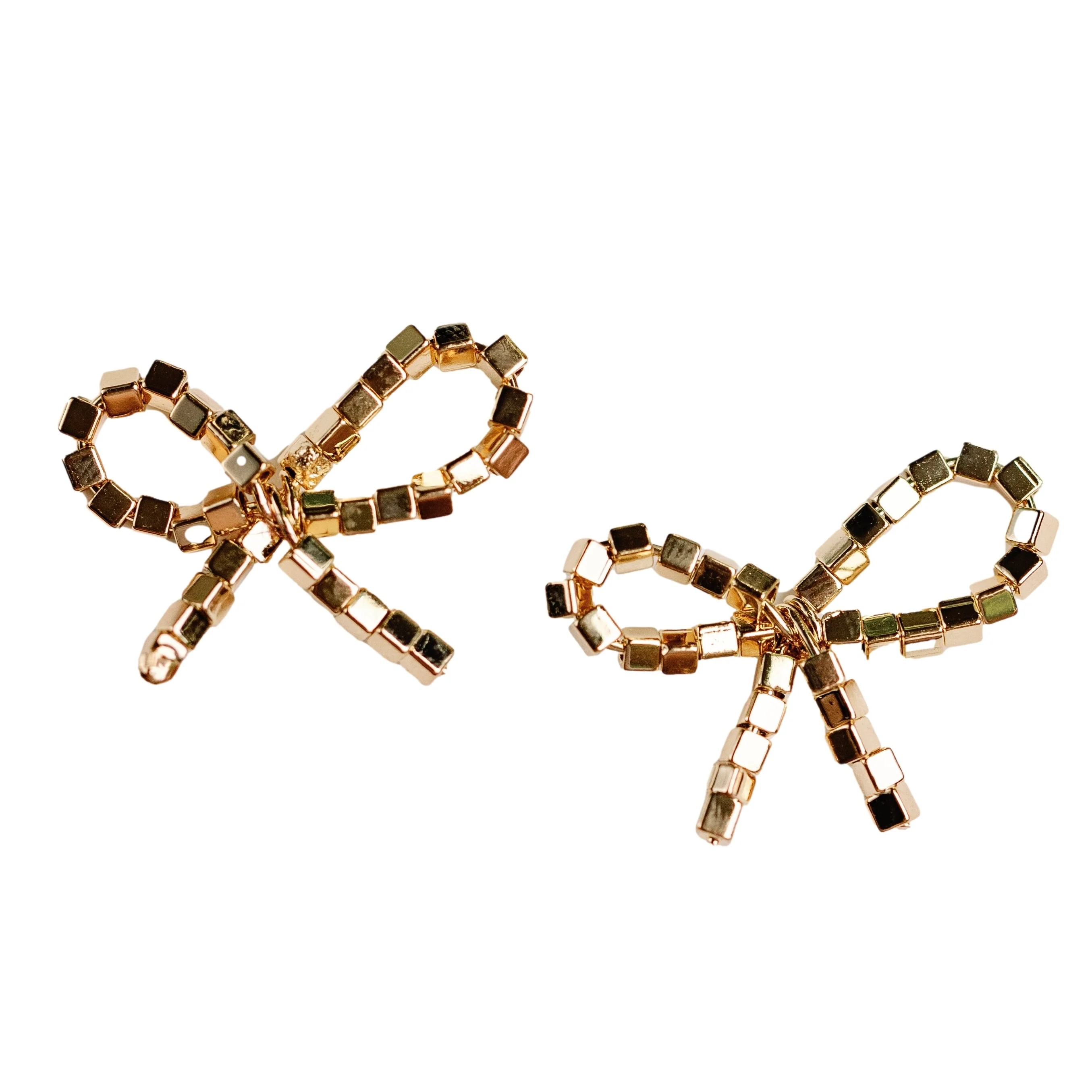Image of Mini Gold Beaded Statement Bow Earrings