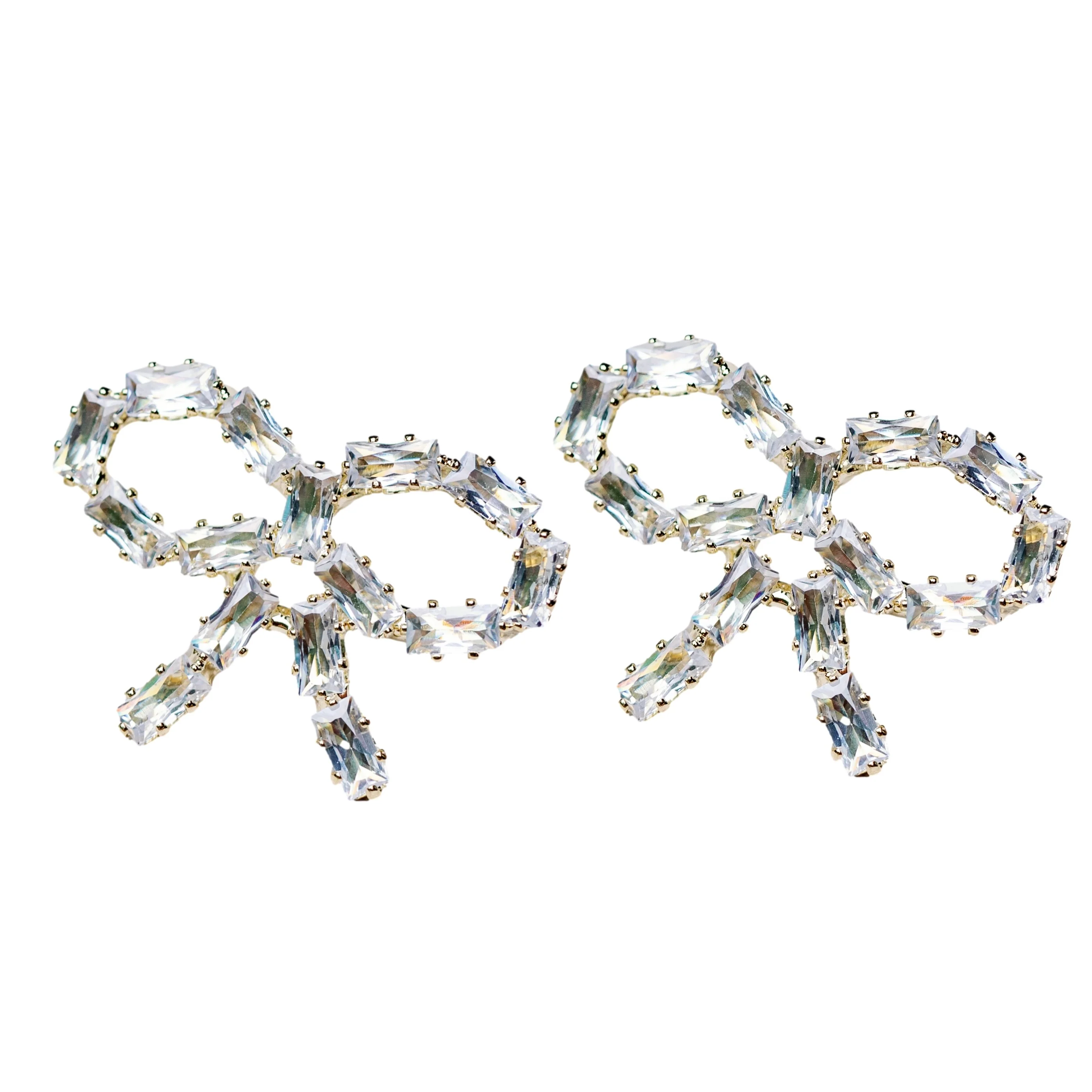 Image of Sparkling Diamond Mini Statement Bow Earrings