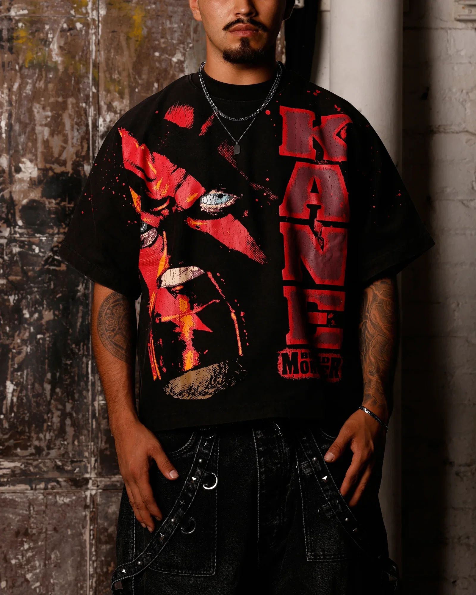 Image of Loiter X WWE Kane Vintage T-Shirt Vintage Black