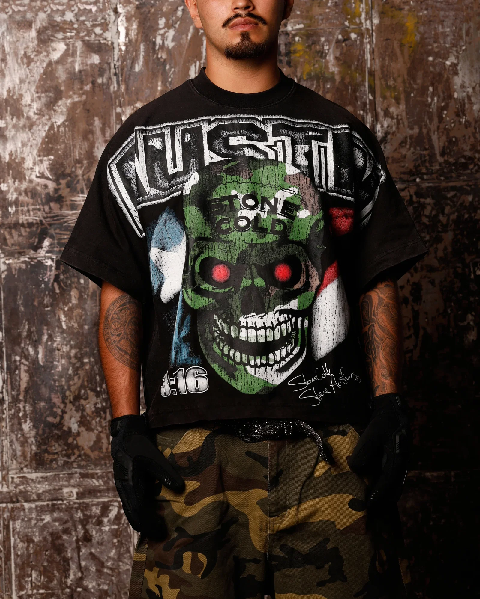 Image of Loiter X WWE Stone Cold Vintage T-Shirt Vintage Black