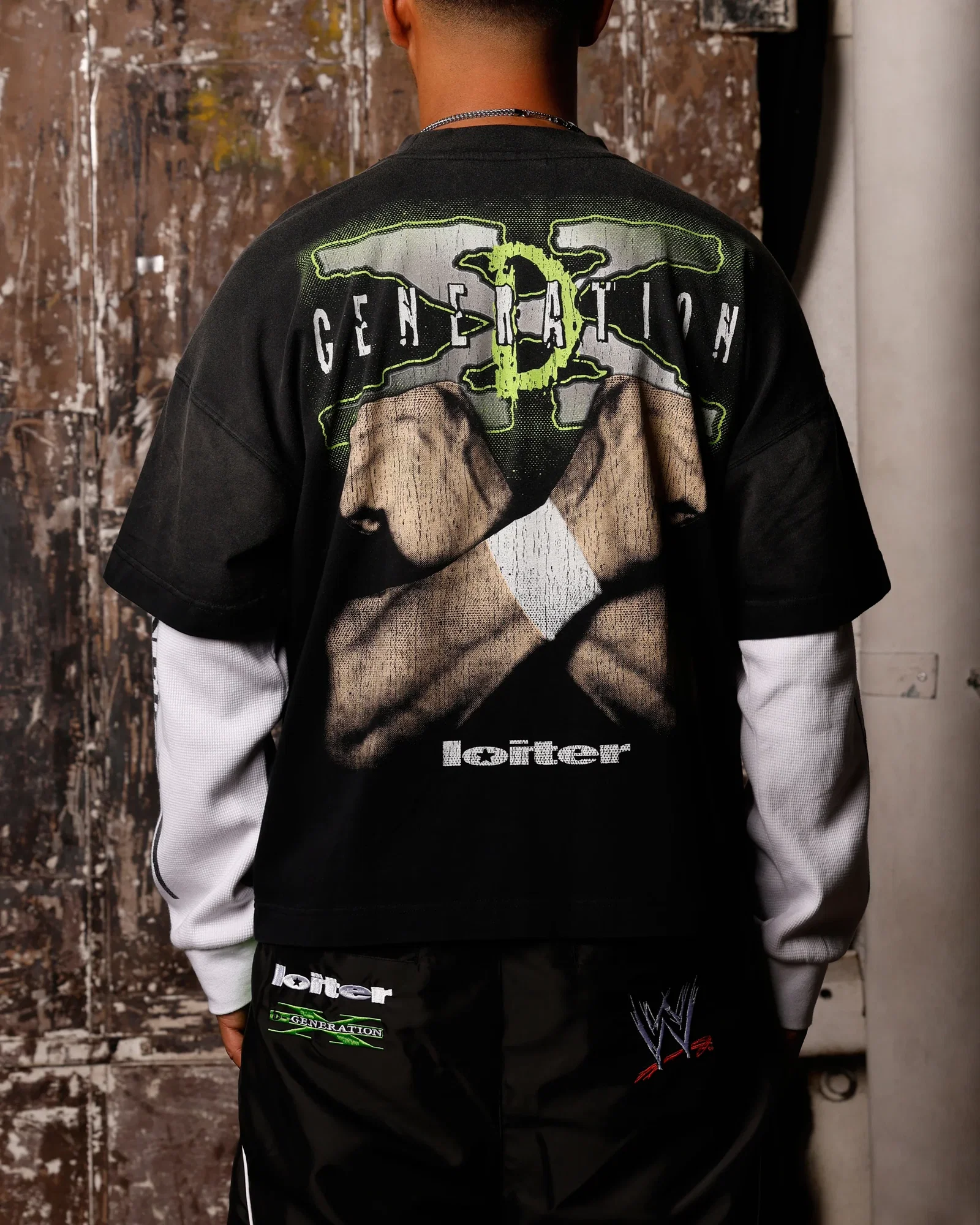 Image of Loiter X WWE DX Generation Long Sleeve Vintage T-Shirt Black/White