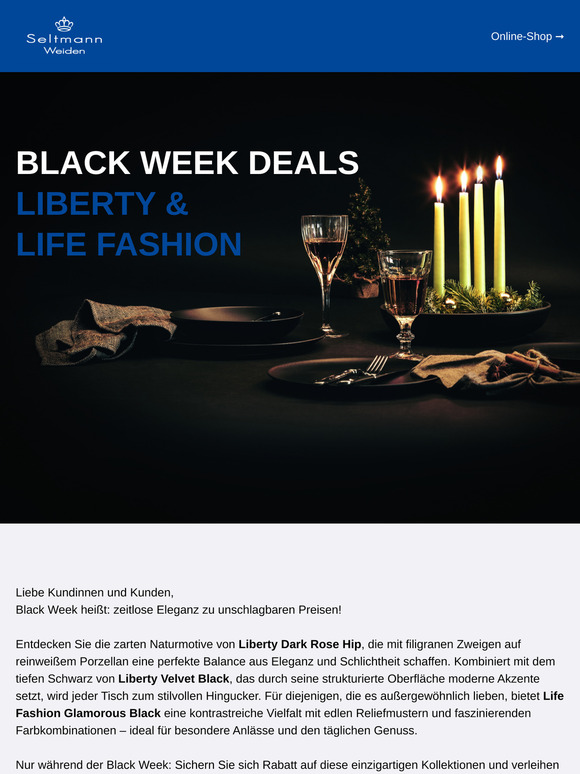 Black Week Deals! Jetzt entdecken & sparen im Seltmann Weiden Onlineshop