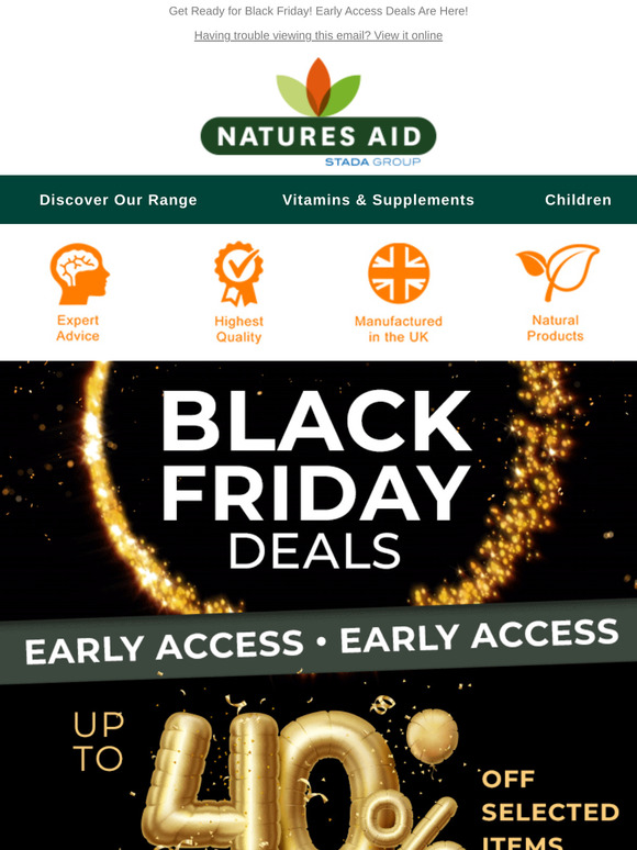Black Friday - Up to 40% Off: Early Access to Huge Savings!