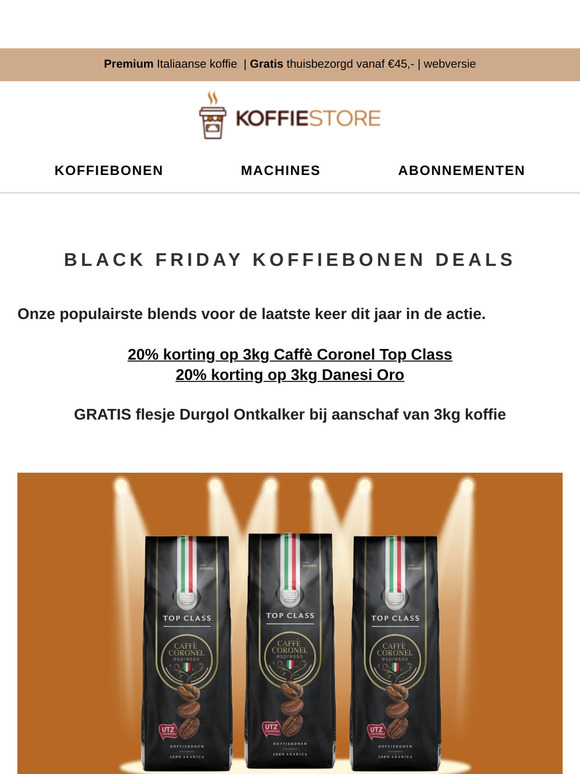 Black Friday korting op 3kg Top Class en Danesi koffiepakket☕