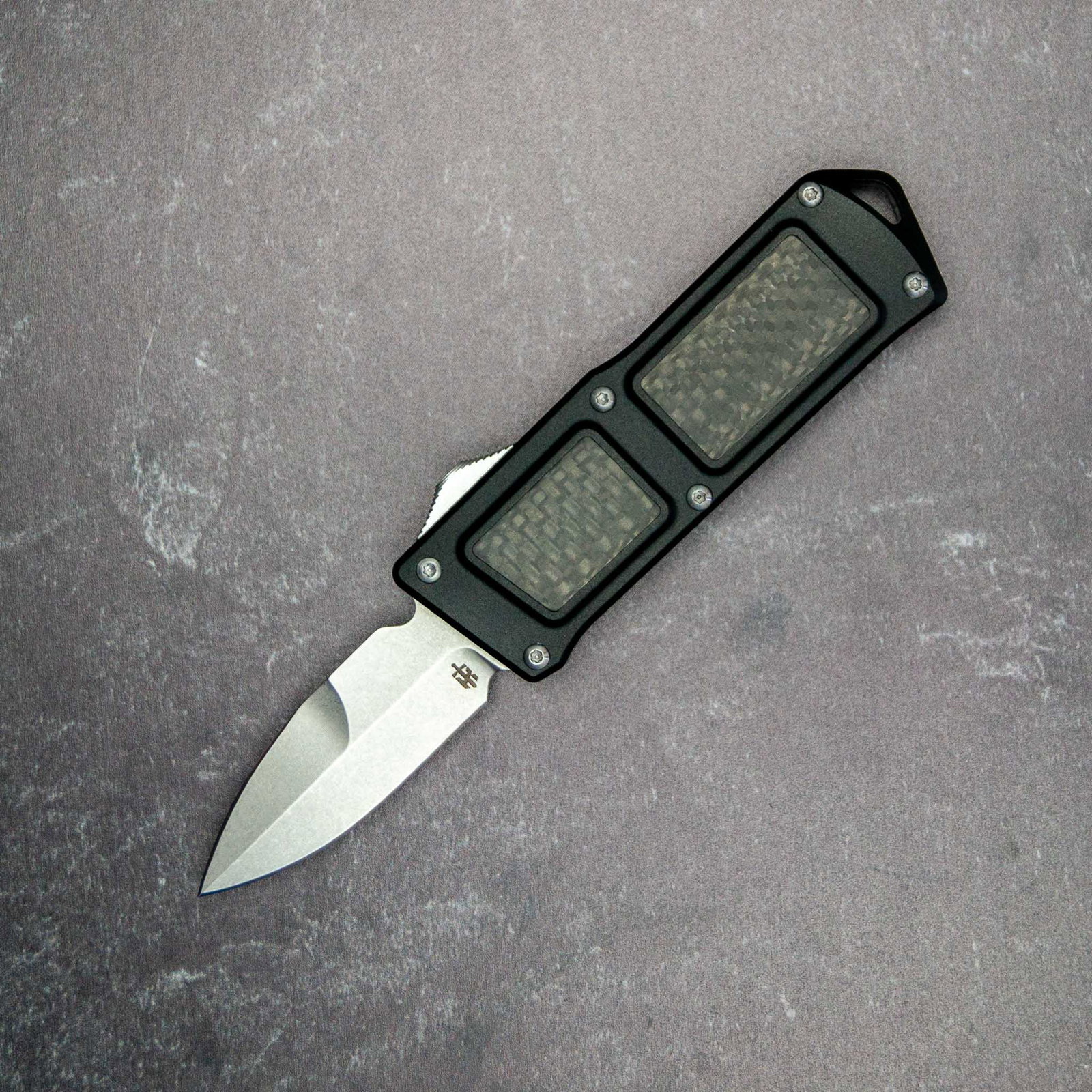 Image of TAKCOM Double Action OTF Knife - The Stubby (Bayonet-Stonewashed)