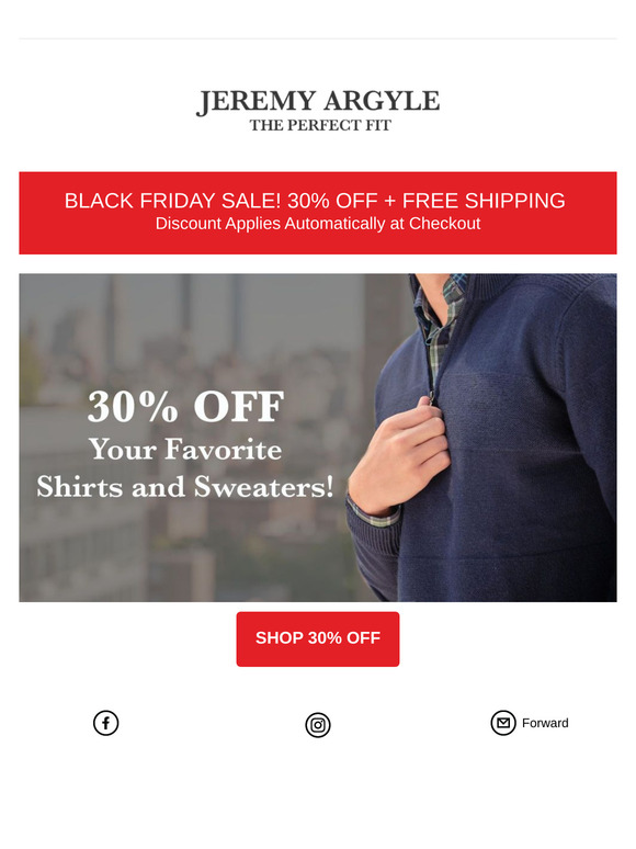 30% OFF Your Favorite Shirts and Sweaters!