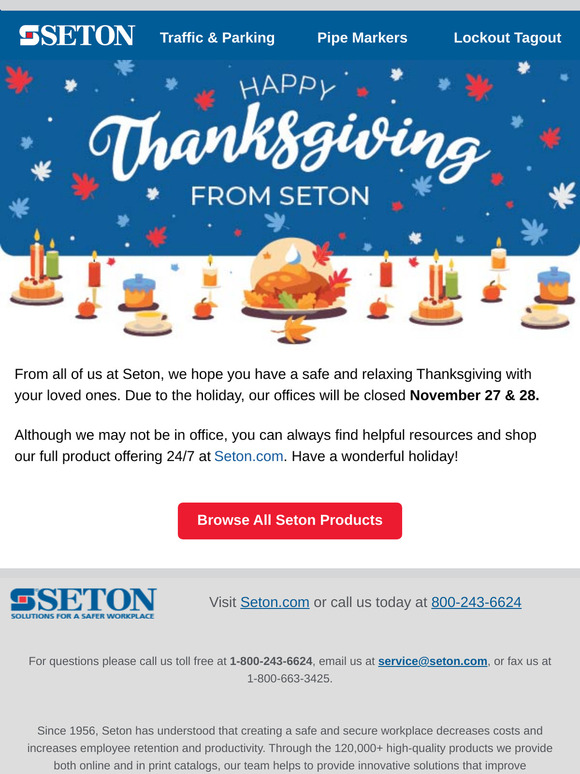Happy Thanksgiving from All of Us at Seton!