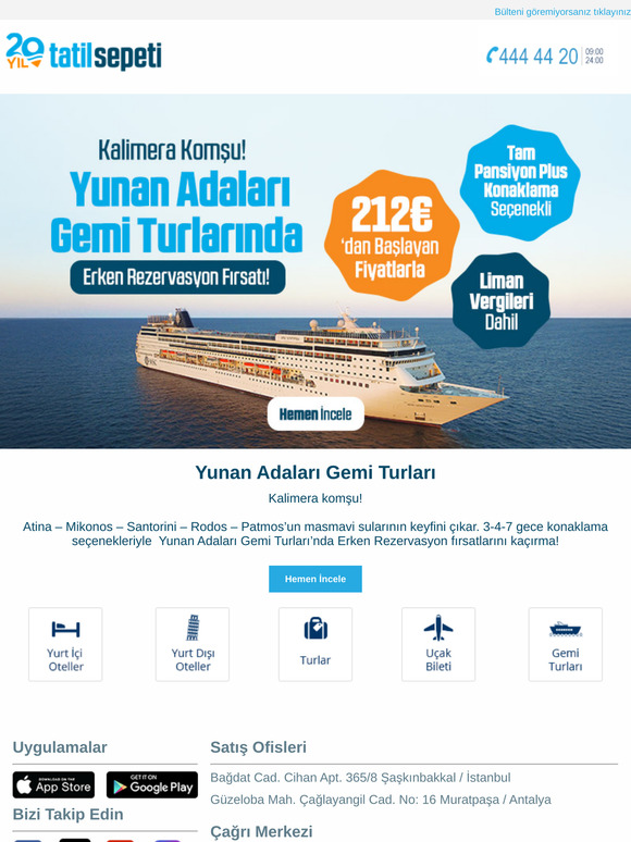 👋🏻 Kalimera Komşu! Yunan Adaları Gemi Turlarında Erken Rezervasyon Fırsatı! 🛳️