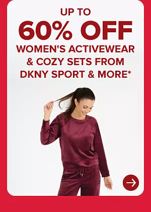 A woman in a burgundy activewear set. Up to 60% off women's activewear and cozy sets from DKNY sport and more.